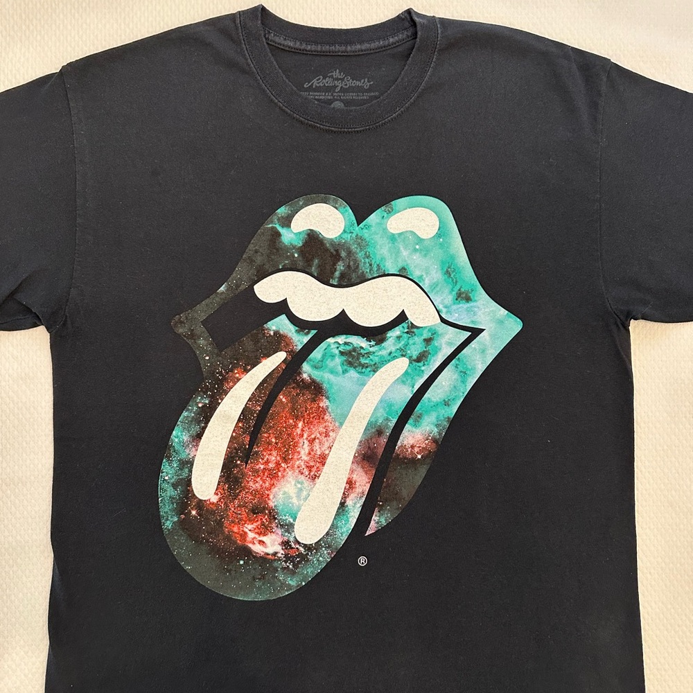 Black T-Shirt with Graphic Print - The ROLLING STONES